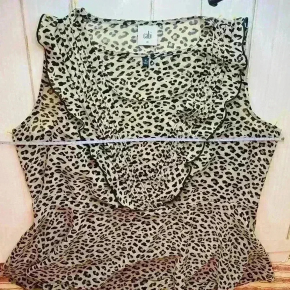 CAbi #3612 "Flutter Blouse" Cheetah Print Two-Piece Top - Picture 5 of 12